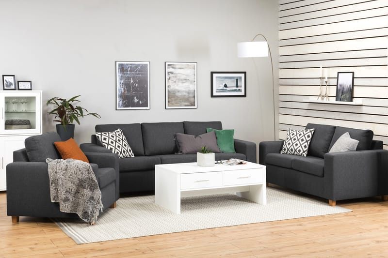 Crazy 3-sits Tygsoffa - Mörkgrå - Möbler - Vardagsrum - Soffor - 3-sits soffor