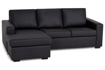 Crazy 3-sits Vändbar L-formad Divansoffa i Konstläder - Svart - Möbler - Vardagsrum - Soffor - Skinnsoffor