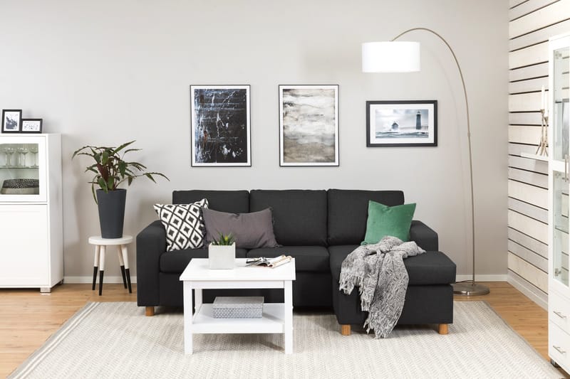 Crazy 3-sits Vändbar L-formad Divansoffa i Tyg - Antracit - Möbler - Vardagsrum - Soffor - Divansoffa & schäslong