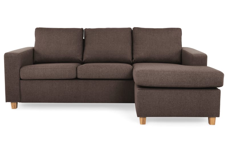Crazy 3-sits Vändbar L-formad Divansoffa i Tyg, Brun
