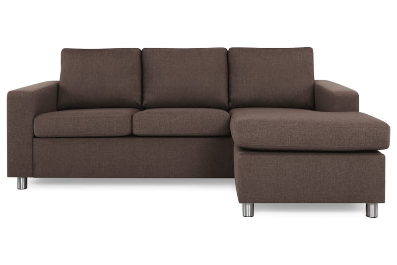 Crazy 3-sits Vändbar L-formad Divansoffa i Tyg, Brun