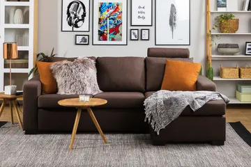 Crazy 3-sits Vändbar L-formad Divansoffa i Tyg - Brun - Möbler - Vardagsrum - Soffor - Divansoffa & schäslong
