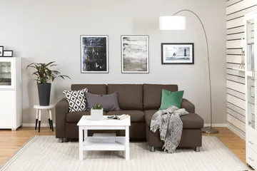 Crazy 3-sits Vändbar L-formad Divansoffa i Tyg - Brun - Möbler - Vardagsrum - Soffor - Divansoffa & schäslong