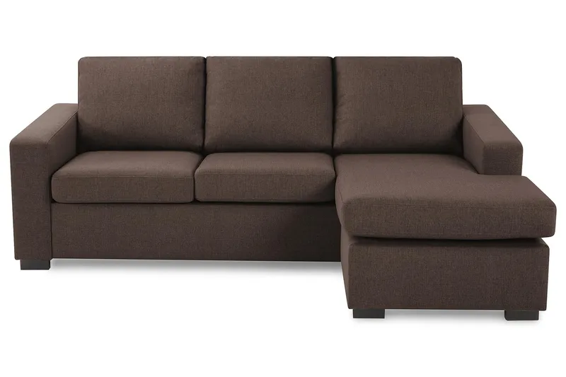 Crazy 3-sits Vändbar L-formad Divansoffa i Tyg, Brun