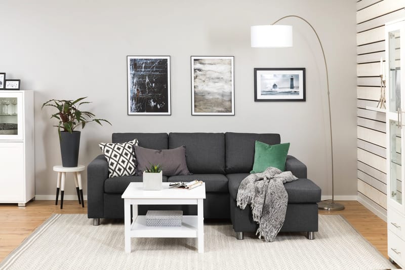 Crazy 3-sits Vändbar L-formad Divansoffa i Tyg - Mörkgrå - Möbler - Vardagsrum - Soffor - Divansoffa & schäslong
