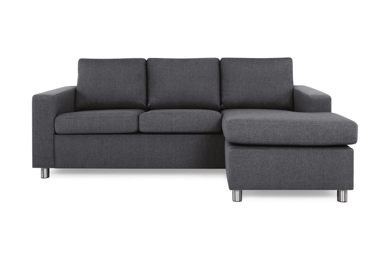 Crazy 3-sits Vändbar L-formad Divansoffa i Tyg, Mörkgrå
