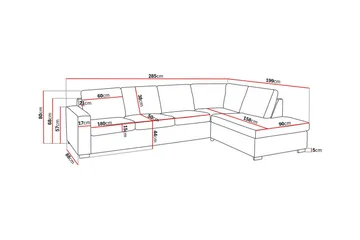 Crazy 4-sits Högervänd L-formad Schäslongsoffa i Tyg - Svart - Möbler - Vardagsrum - Soffor - Skinnsoffor