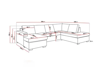 Crazy 4-sits Högervänd U-formad Large Soffa med Divan och Schäslong i Konstläder - Svart - Möbler - Vardagsrum - Soffor - Skinnsoffor