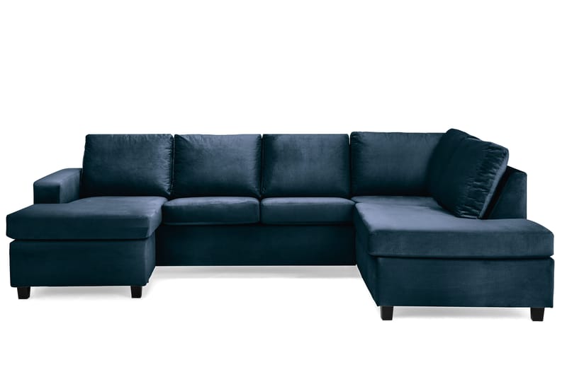 Crazy 4-sits Högervänd U-formad Large Soffa med Divan och Schäslong i Sammet - Blå - Möbler - Vardagsrum - Soffor - U-soffor