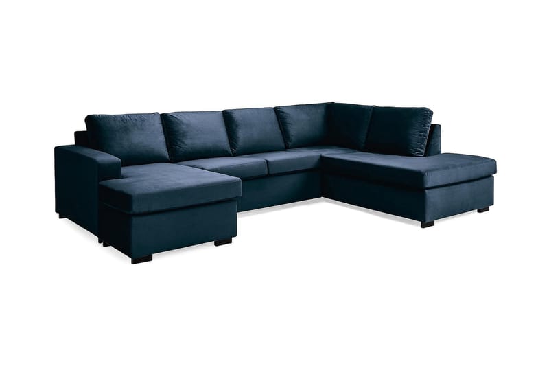 Crazy 4-sits Högervänd U-formad Large Soffa med Divan och Schäslong i Sammet - Blå - Möbler - Vardagsrum - Soffor - U-soffor