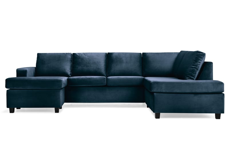 Crazy 4-sits Högervänd U-formad Large Soffa med Divan och Schäslong i Sammet - Blå - Möbler - Vardagsrum - Soffor - U-soffor