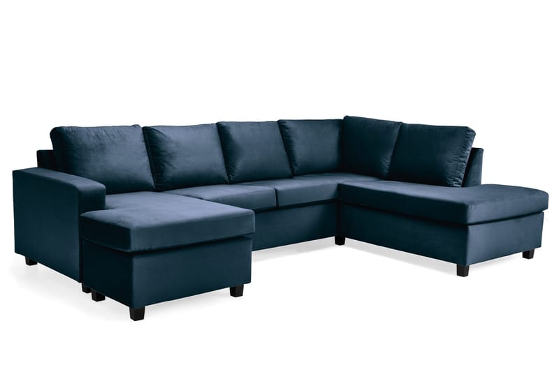 Crazy 4-sits Högervänd U-formad Large Soffa med Divan och Schäslong i Sammet - Blå - Möbler - Vardagsrum - Soffor - U-soffor