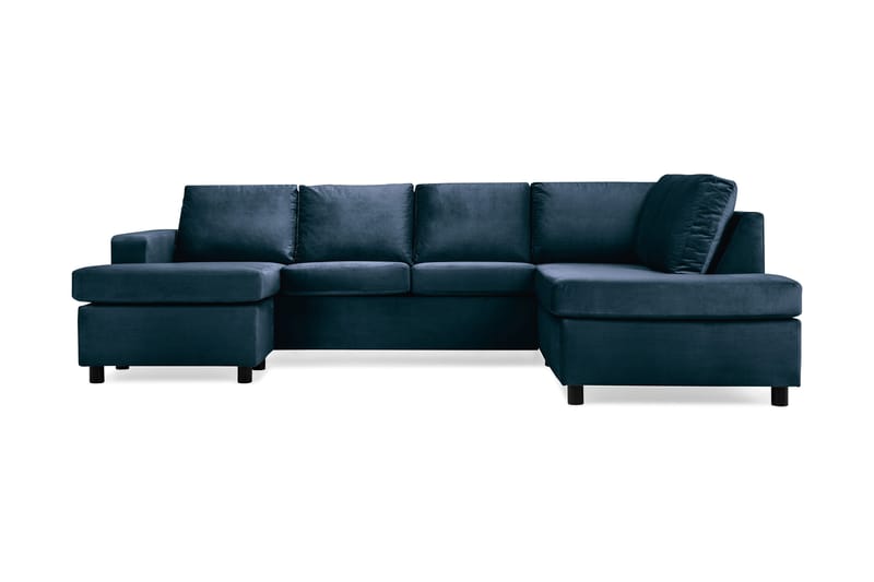 Crazy 4-sits Högervänd U-formad Large Soffa med Divan och Schäslong i Sammet - Blå - Möbler - Vardagsrum - Soffor - U-soffor