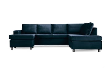 Crazy 4-sits Högervänd U-formad Large Soffa med Divan och Schäslong i Sammet - Blå - Möbler - Vardagsrum - Soffor - U-soffor