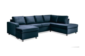 Crazy 4-sits Högervänd U-formad Large Soffa med Divan och Schäslong i Sammet - Blå - Möbler - Vardagsrum - Soffor - U-soffor