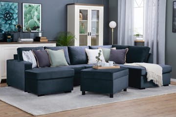 Crazy 4-sits Högervänd U-formad Large Soffa med Divan och Schäslong i Sammet - Blå - Möbler - Vardagsrum - Soffor - U-soffor