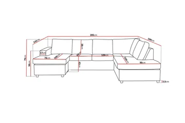 Crazy 4-sits Högervänd U-formad Large Soffa med Divan och Schäslong i Tyg - Antracit - Möbler - Vardagsrum - Soffor - U-soffor