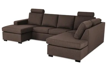Crazy 4-sits Högervänd U-formad Large Soffa med Divan och Schäslong i Tyg - Brun - Möbler - Vardagsrum - Soffor - U-soffor