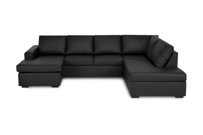 Crazy 4-sits Högervänd U-formad Small Soffa med Divan och Schäslong i Konstläder, Svart