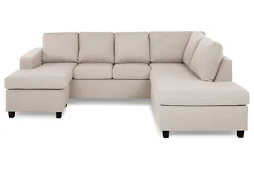 Crazy 4-sits Högervänd U-formad Small Soffa med Divan och Schäslong i Tyg - Beige - Möbler - Vardagsrum - Soffor - U-soffor