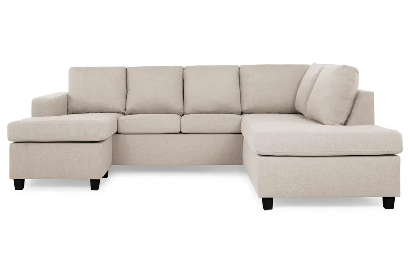 Crazy 4-sits Högervänd U-formad Small Soffa med Divan och Schäslong i Tyg, Beige