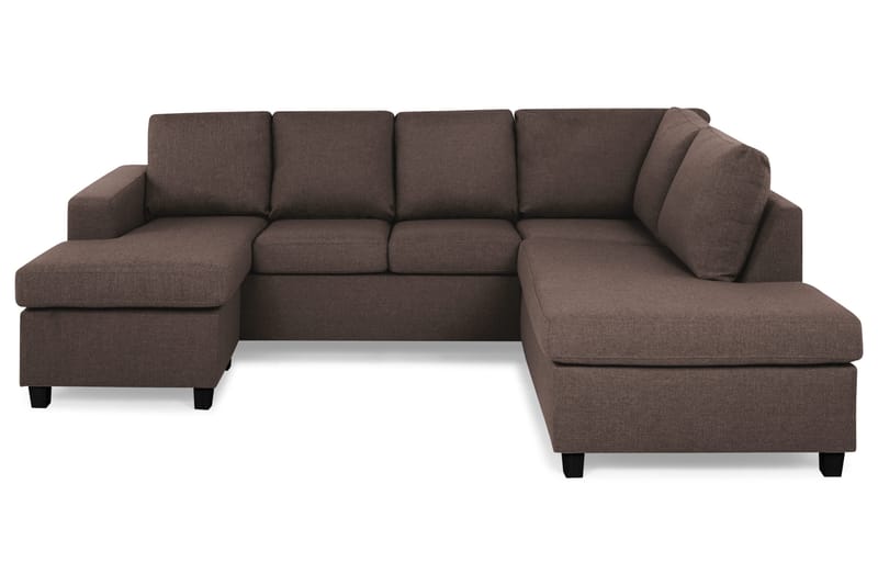 Crazy 4-sits Högervänd U-formad Small Soffa med Divan och Schäslong i Tyg, Brun