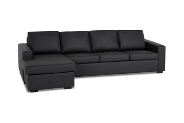 Crazy 4-sits Vändbar L-formad Divansoffa i Konstläder - Svart - Möbler - Vardagsrum - Soffor - Skinnsoffor
