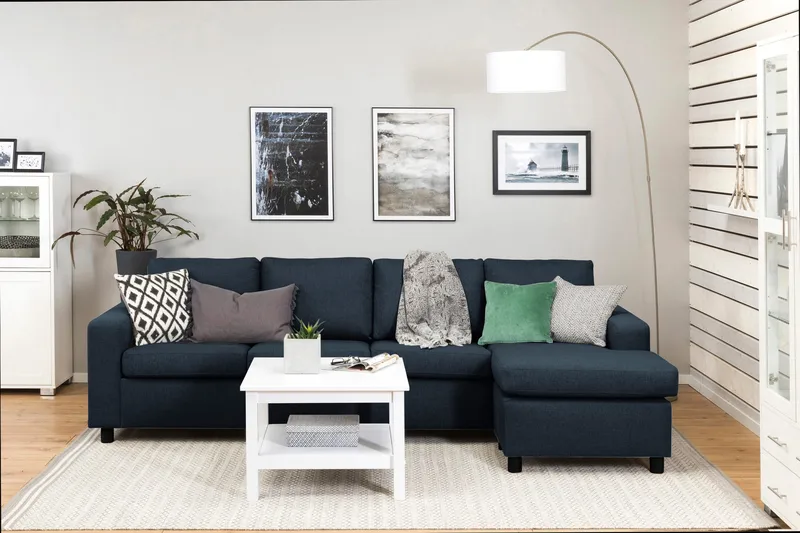 Crazy 4-sits Vändbar L-formad Divansoffa i Tyg - Mörkblå - Möbler - Vardagsrum - Soffor - Divansoffa & schäslong