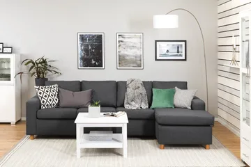 Crazy 4-sits Vändbar L-formad Divansoffa i Tyg - Mörkgrå - Möbler - Vardagsrum - Soffor - Divansoffa & schäslong