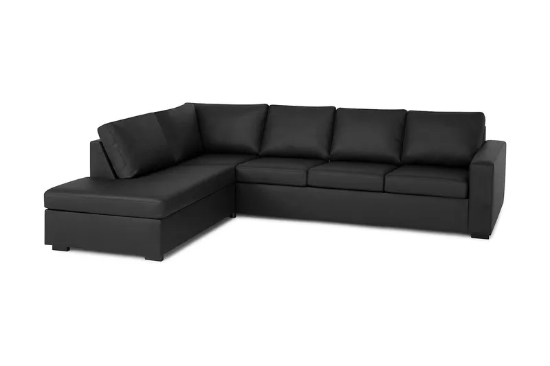 Crazy 4-sits Vänstervänd L-formad Schäslongsoffa i Konstläder - Svart - Möbler - Vardagsrum - Soffor - Skinnsoffor