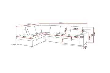 Crazy 4-sits Vänstervänd L-formad Schäslongsoffa i Tyg - Antracit - Möbler - Vardagsrum - Soffor - Divansoffa & schäslong