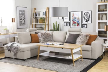 Crazy 4-sits Vänstervänd L-formad Schäslongsoffa i Tyg - Beige - Möbler - Vardagsrum - Soffor - Divansoffa & schäslong