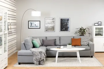 Crazy 4-sits Vänstervänd L-formad Schäslongsoffa i Tyg - Grå - Möbler - Vardagsrum - Soffor - Divansoffa & schäslong