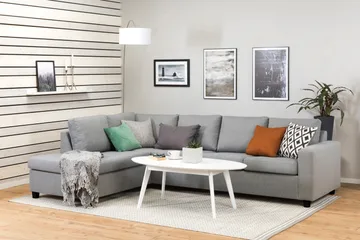 Crazy 4-sits Vänstervänd L-formad Schäslongsoffa i Tyg - Grå - Möbler - Vardagsrum - Soffor - Divansoffa & schäslong