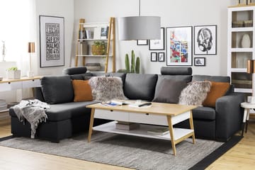 Crazy 4-sits Vänstervänd L-formad Schäslongsoffa i Tyg - Mörkgrå - Möbler - Vardagsrum - Soffor - Divansoffa & schäslong