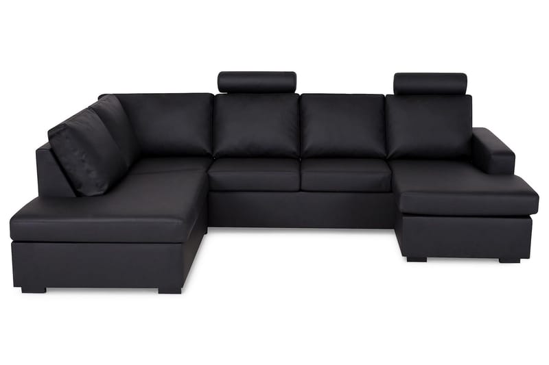 Crazy 4-sits Vänstervänd U-formad Large Soffa med Divan och Schäslong i Konstläder - Svart - Möbler - Vardagsrum - Soffor - Skinnsoffor