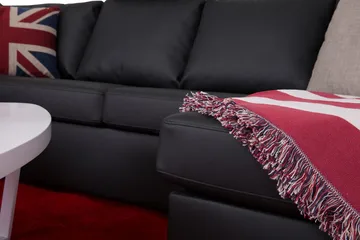 Crazy 4-sits Vänstervänd U-formad Large Soffa med Divan och Schäslong i Konstläder - Svart - Möbler - Vardagsrum - Soffor - Skinnsoffor