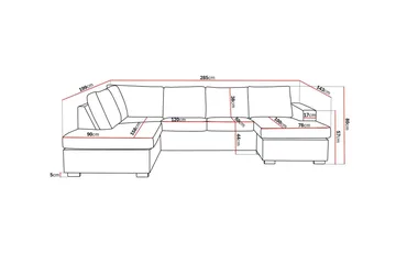Crazy 4-sits Vänstervänd U-formad Large Soffa med Divan och Schäslong i Konstläder - Svart - Möbler - Vardagsrum - Soffor - Skinnsoffor