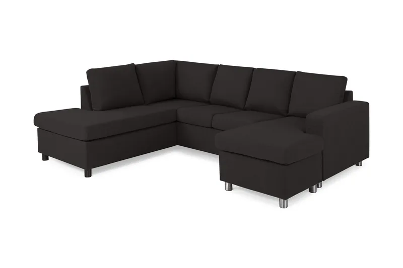 Crazy 4-sits Vänstervänd U-formad Large Soffa med Divan och Schäslong i Tyg - Antracit - Möbler - Vardagsrum - Soffor - U-soffor