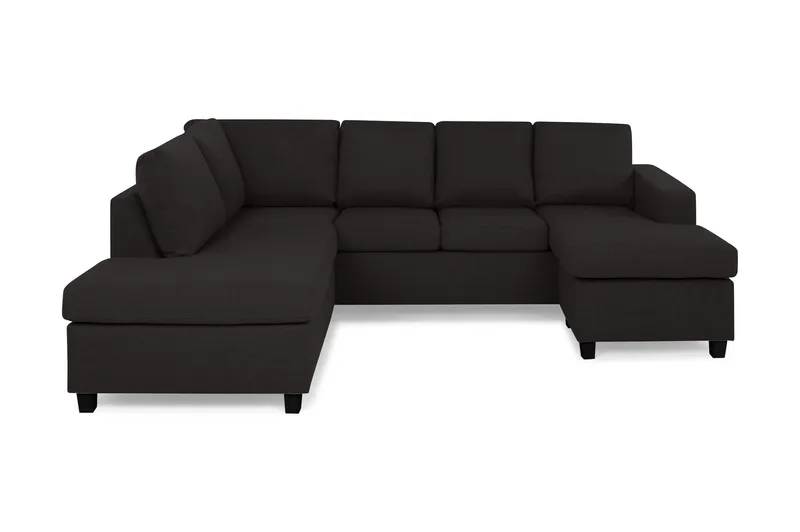 Crazy 4-sits Vänstervänd U-formad Large Soffa med Divan och Schäslong i Tyg, Antracit