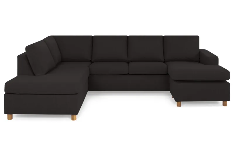 Crazy 4-sits Vänstervänd U-formad Large Soffa med Divan och Schäslong i Tyg, Antracit