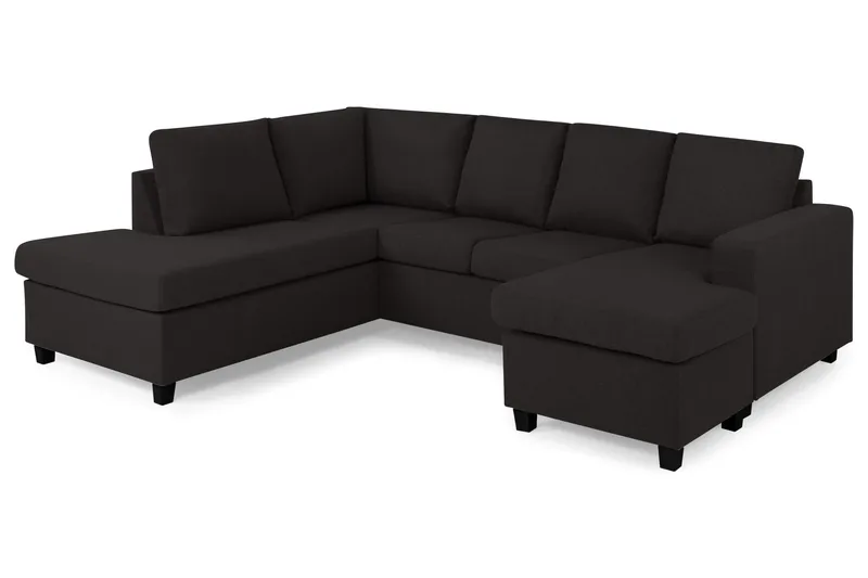 Crazy 4-sits Vänstervänd U-formad Large Soffa med Divan och Schäslong i Tyg - Antracit - Möbler - Vardagsrum - Soffor - U-soffor