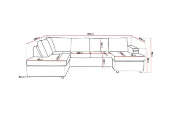 Crazy 4-sits Vänstervänd U-formad Large Soffa med Divan och Schäslong i Tyg - Antracit - Möbler - Vardagsrum - Soffor - U-soffor