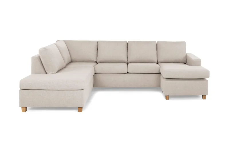 Crazy 4-sits Vänstervänd U-formad Large Soffa med Divan och Schäslong i Tyg, Beige
