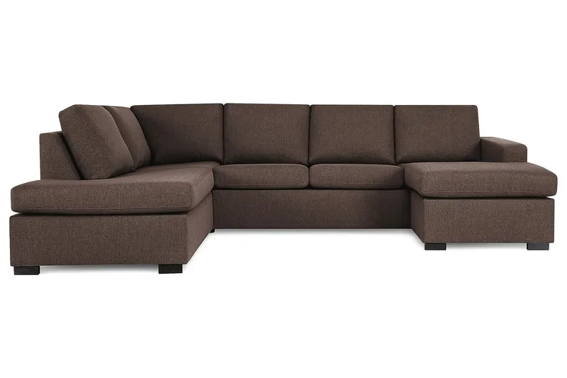 Crazy 4-sits Vänstervänd U-formad Large Soffa med Divan och Schäslong i Tyg, Brun