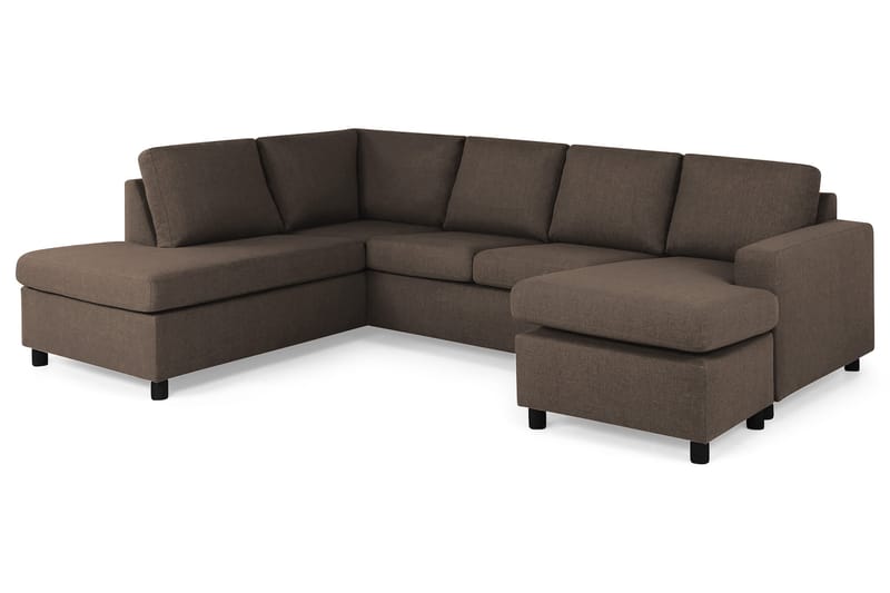 Crazy 4-sits Vänstervänd U-formad Large Soffa med Divan och Schäslong i Tyg - Brun - Möbler - Vardagsrum - Soffor - U-soffor
