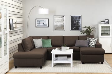 Crazy 4-sits Vänstervänd U-formad Large Soffa med Divan och Schäslong i Tyg - Brun - Möbler - Vardagsrum - Soffor - U-soffor