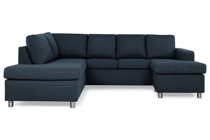 Crazy 4-sits Vänstervänd U-formad Large Soffa med Divan och Schäslong i Tyg, Mörkblå