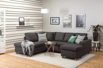 Crazy 4-sits Vänstervänd U-formad Small Soffa med Divan och Schäslong i Tyg - Mörkgrå - Möbler - Vardagsrum - Soffor - U-soffor