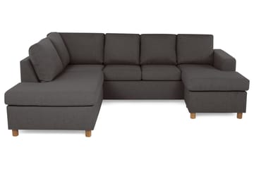 Crazy 4-sits Vänstervänd U-formad Small Soffa med Divan och Schäslong i Tyg - Mörkgrå - Möbler - Vardagsrum - Soffor - U-soffor
